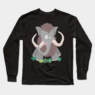 Funny woolly mammoth cartoon for kids Long Sleeve T-Shirt